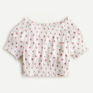 J crew smocked polka top